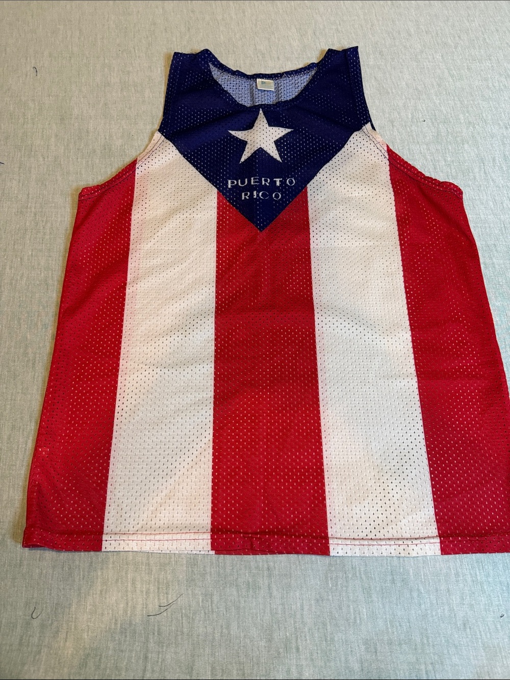 Puerto Rico Flag Mesh Tank Top - Red, White & Blue
